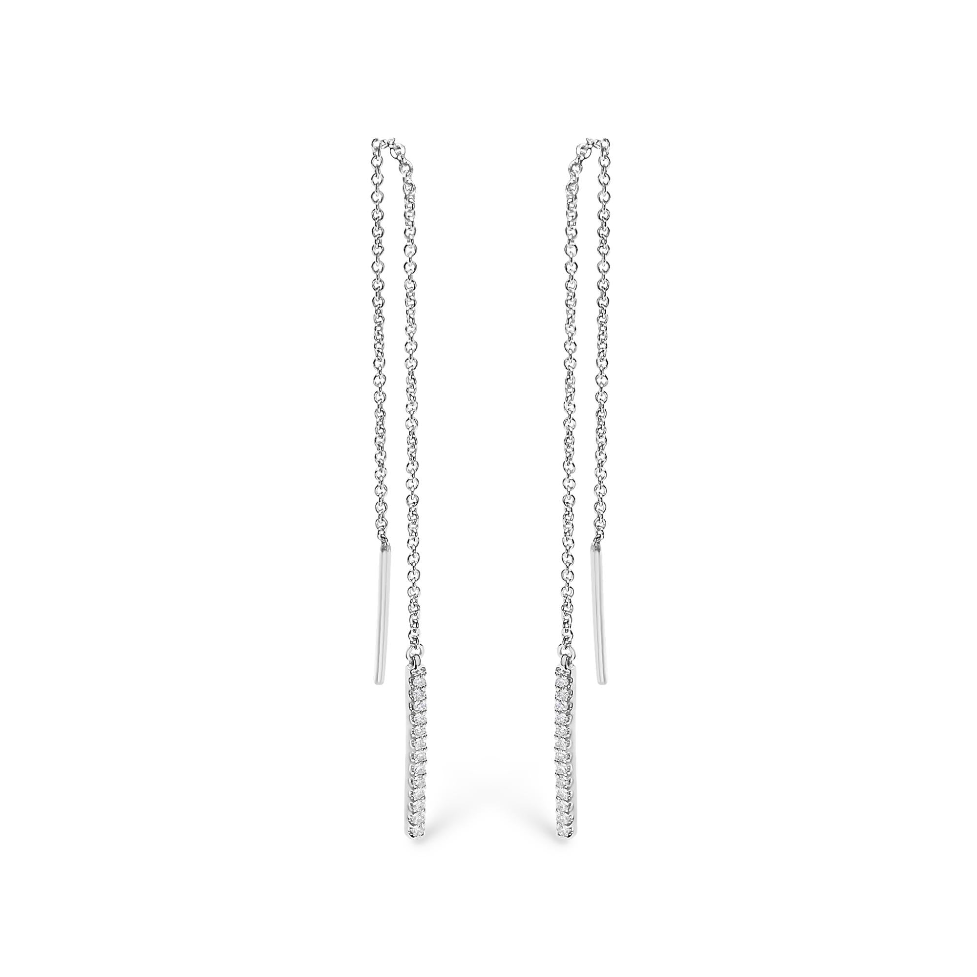 1/10 Ct. T.W. Diamond Threader Earrings in 10K White Gold, photo 1
