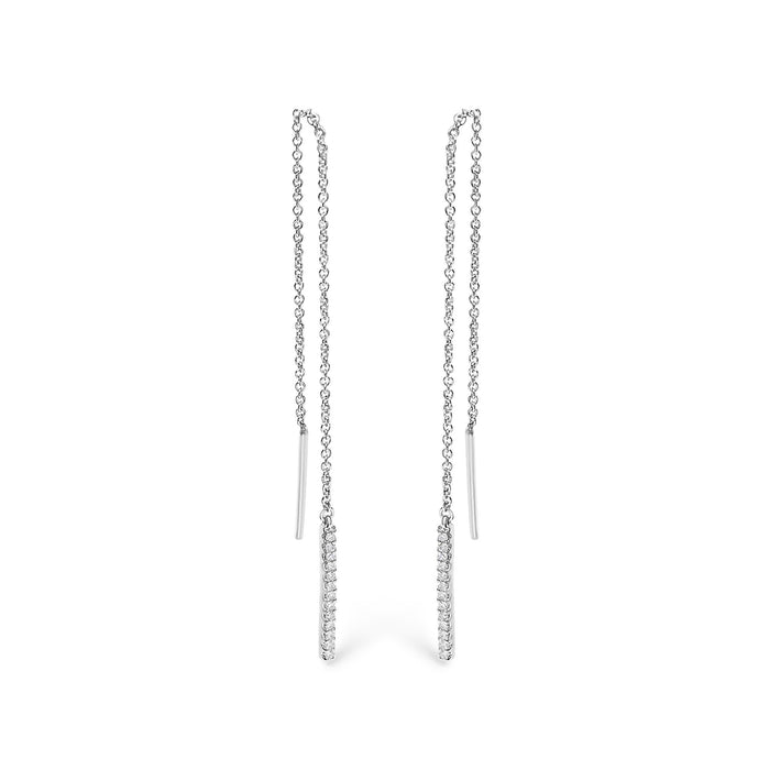 1/10 Ct. T.W. Diamond Threader Earrings in 10K White Gold, photo 1
