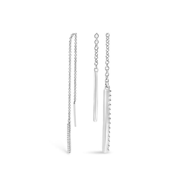 1/10 Ct. T.W. Diamond Threader Earrings in 10K White Gold, photo 4