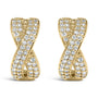 1/3 Ct. T.W. Diamond Criss Cross Huggie Hoop Earrings in 14K Yellow Gold, photo 2