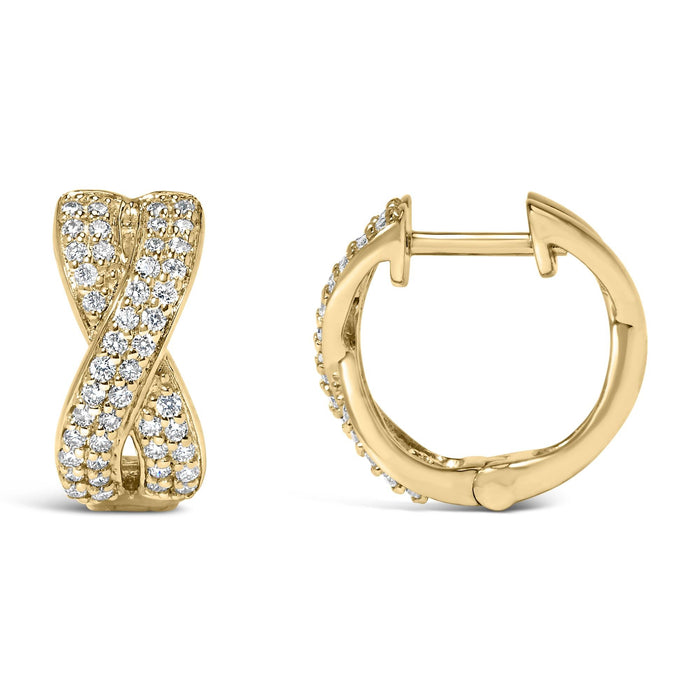 1/3 Ct. T.W. Diamond Criss Cross Huggie Hoop Earrings in 14K Yellow Gold, photo 4