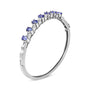 Brazalete rígido con tanzanita azul ovalada de 5mm y diamantes de 1/4 ct. p.t. en oro blanco de 14K, foto 2