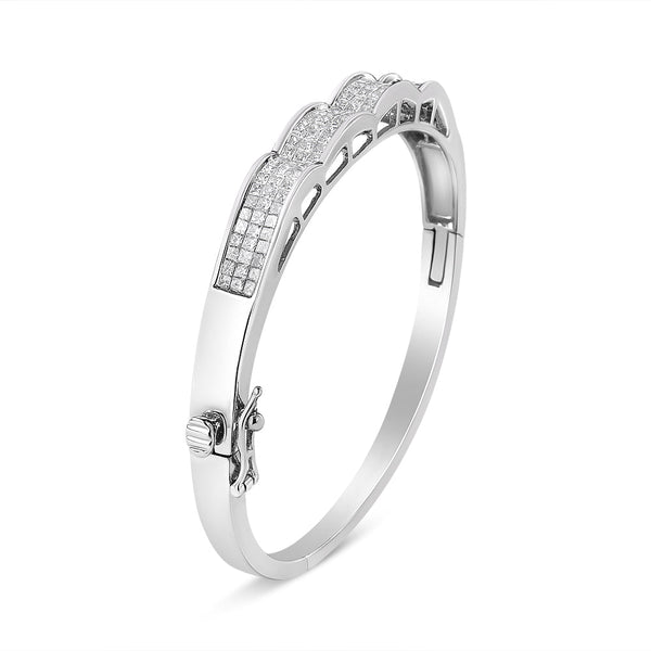 3 1/3 Ct. T.W. Invisible-Set Princess-Cut Diamond Wave Bangle Bracelet in 14K White Gold, photo 2