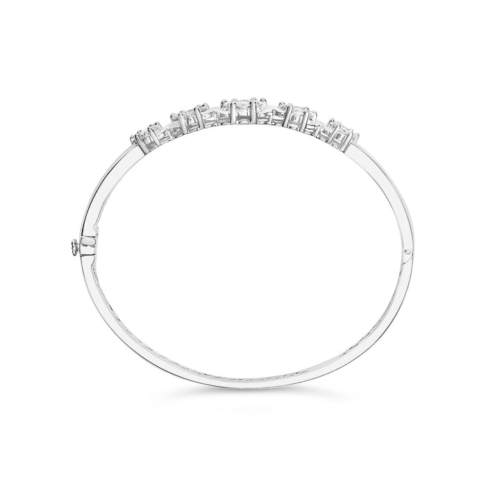 2 1/2 Ct. T.W. Diamond Graduating Floral Cluster Bangle Bracelet in 14K White Gold, photo 4