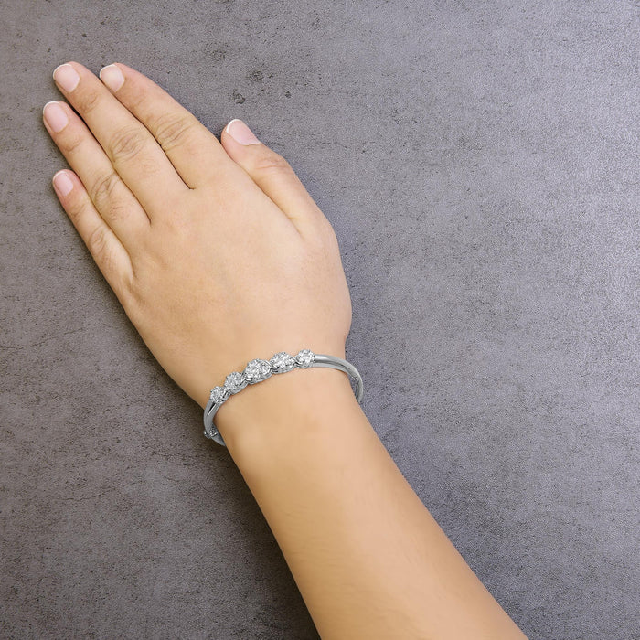 2 1/2 Ct. T.W. Diamond Graduating Floral Cluster Bangle Bracelet in 14K White Gold, photo 3