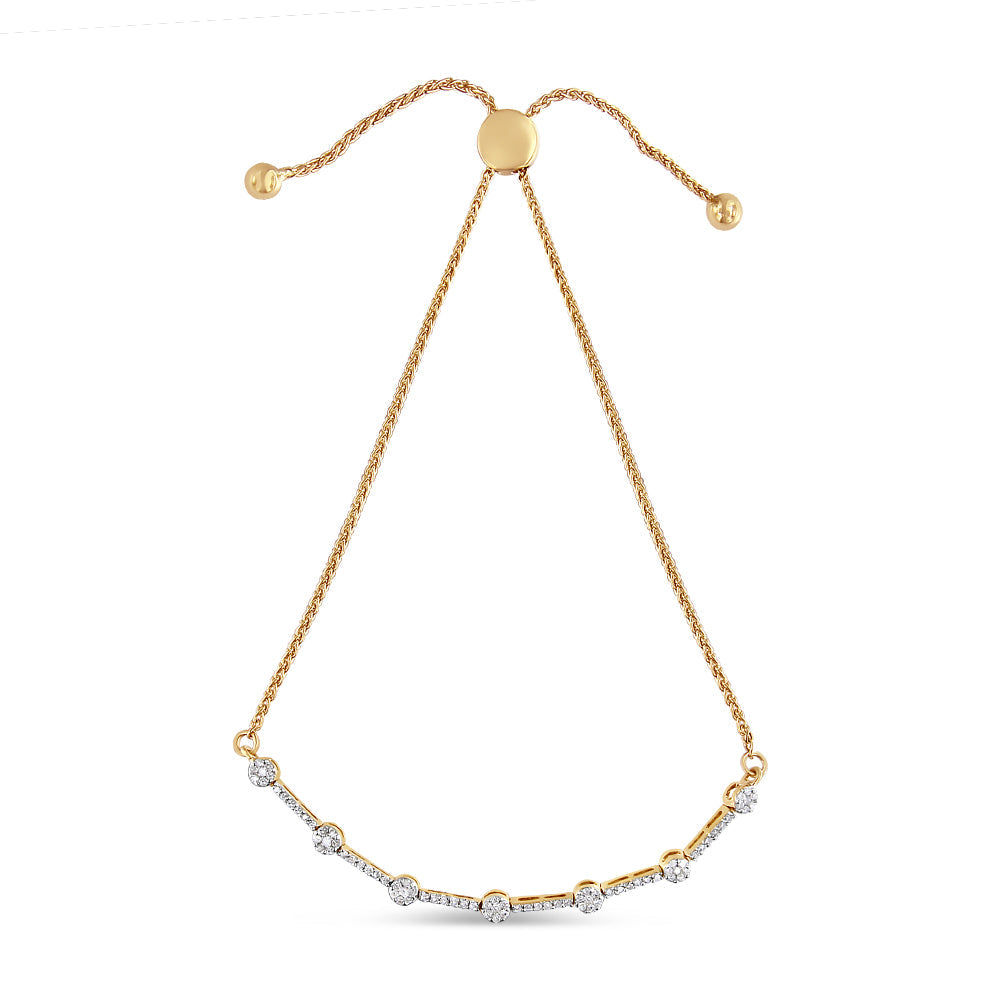 Pulsera bolo de eslabones deslizables con diamantes de 1/3 ct. p.t. en plata de ley bañada en oro de 14K, foto 1