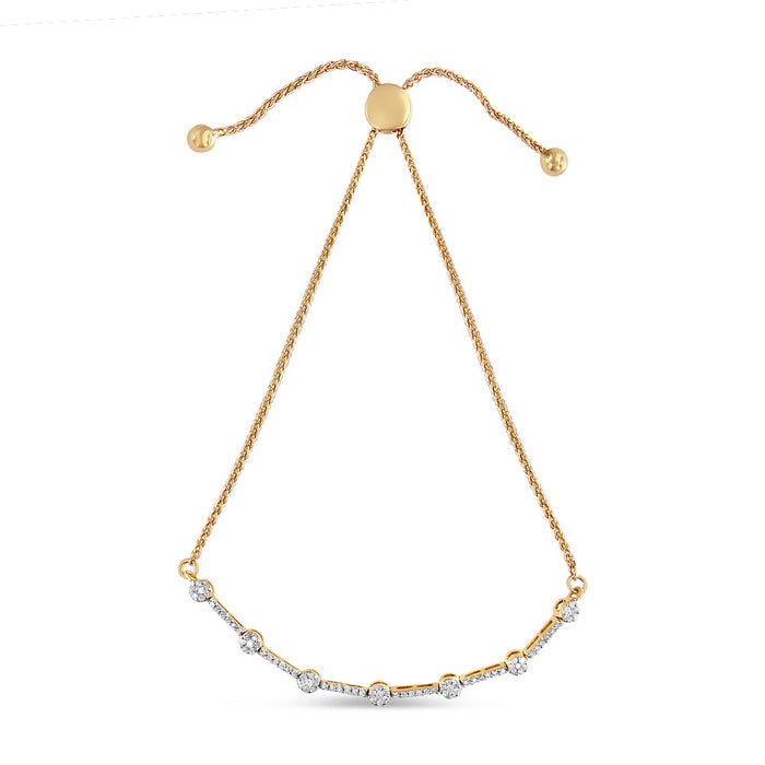 Pulsera bolo de eslabones deslizables con diamantes de 1/3 ct. p.t. en plata de ley bañada en oro de 14K, foto 1