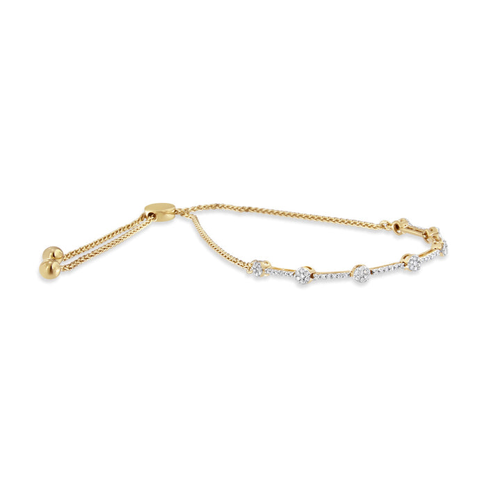 Pulsera bolo de eslabones deslizables con diamantes de 1/3 ct. p.t. en plata de ley bañada en oro de 14K, foto 4