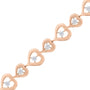 Pulsera bolo de corazones enlazados con diamantes de 0.30 ct. p.t. en plata de ley con baño rosa, foto 4