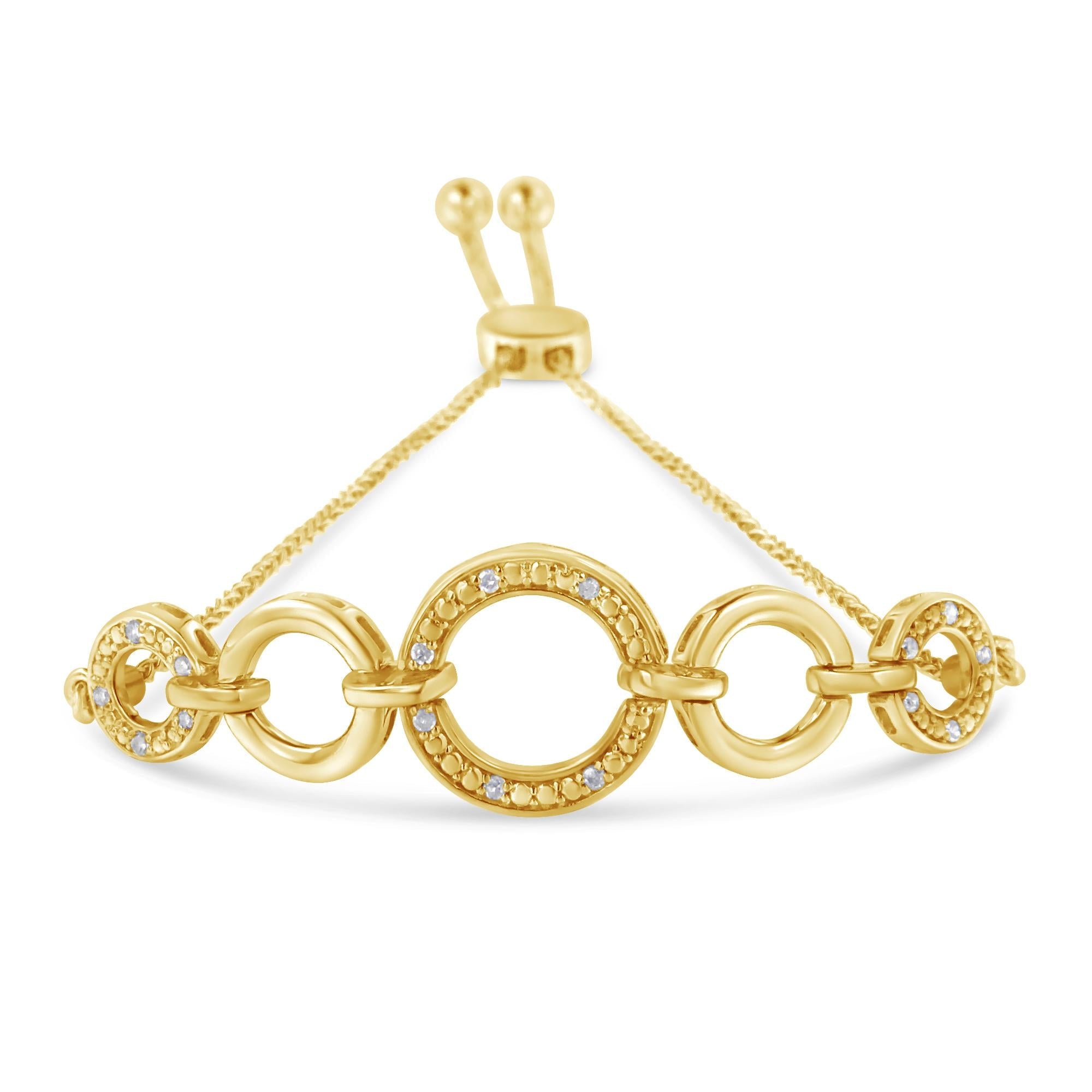 Diamond Accented Graduated Infinity Open Circle Adjustable Bolo Bracelet in 10K Yellow Gold over Sterling Silver, photo 1