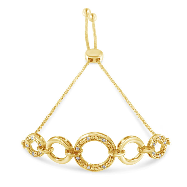 Pulsera tenis bolo ajustable de infinito con diamantes de 1/10 ct. p.t. en plata de ley bañada en oro amarillo de 14K, foto 2