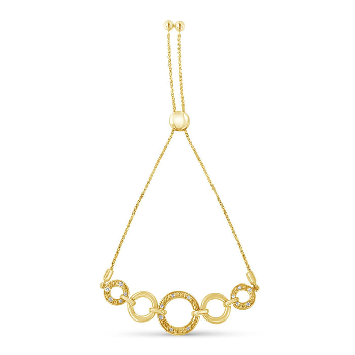 Diamond Accented Graduated Infinity Open Circle Adjustable Bolo Bracelet in 10K Yellow Gold over Sterling Silver, photo 4