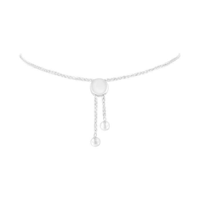 Pulsera bolo de corazón tejido con diamantes de 0.1 ct. p.t. en plata de ley, foto 6