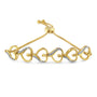 Pulsera bolo de eslabones de corazón con detalle de diamante en plata de ley bañada en oro amarillo de 14K, foto 1