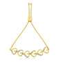 Pulsera bolo de eslabones de corazón con detalle de diamante en plata de ley bañada en oro amarillo de 14K, foto 2