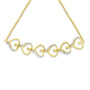 Pulsera bolo de eslabones de corazón con detalle de diamante en plata de ley bañada en oro amarillo de 14K, foto 4