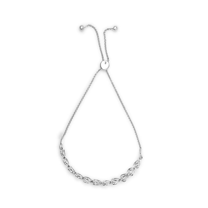 Pulsera bolo de eslabones de corazón con diamantes de 1/10 ct. p.t. en plata de ley, foto 4