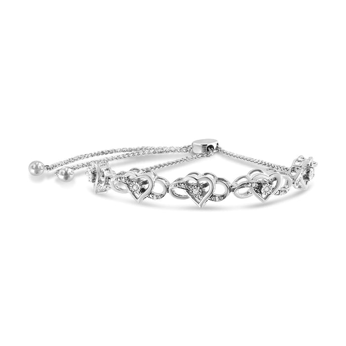 Diamond Accent Interlocking Infinity and Heart Adjustable Bolo Tennis Bolo Bracelet in Sterling Silver, photo 2