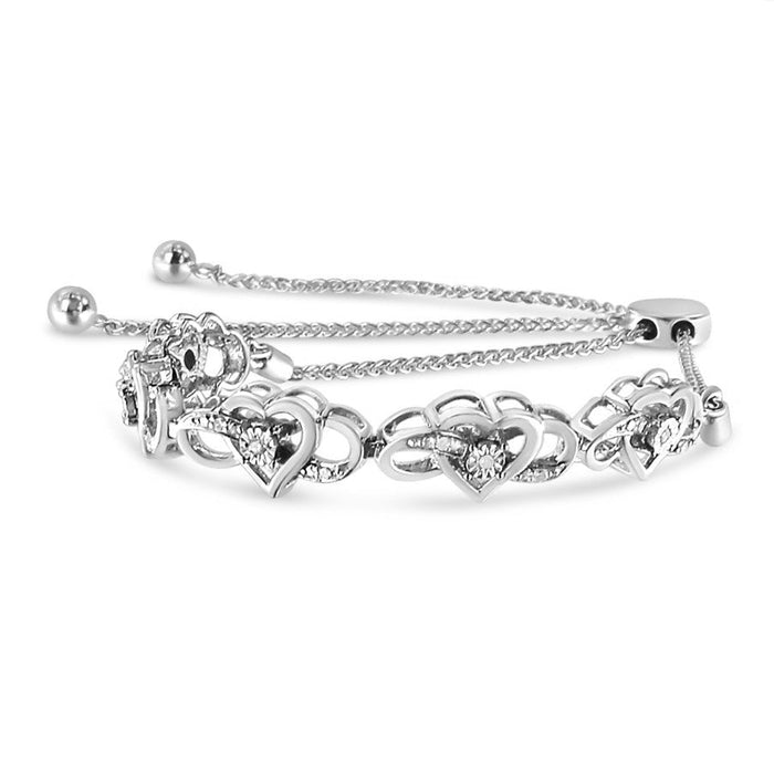 Diamond Accent Interlocking Infinity and Heart Adjustable Bolo Tennis Bolo Bracelet in Sterling Silver, photo 4