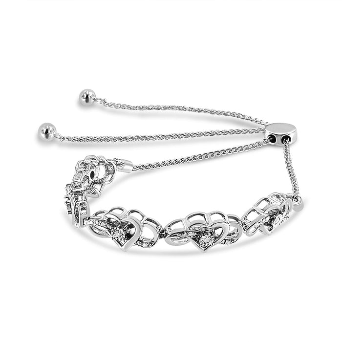 Diamond Accent Interlocking Infinity and Heart Adjustable Bolo Tennis Bolo Bracelet in Sterling Silver, photo 5