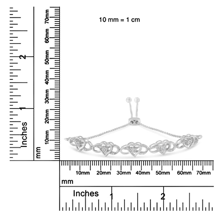 Diamond Accent Interlocking Infinity and Heart Adjustable Bolo Tennis Bolo Bracelet in Sterling Silver, photo 6