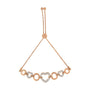 Pulsera bolo ajustable de círculo y corazón con detalle de diamante en plata de ley bañada en oro rosa de 14K, color I-J, claridad I3, ajustable 6 pulg., foto 1