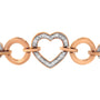Pulsera bolo ajustable de círculo y corazón con detalle de diamante en plata de ley bañada en oro rosa de 14K, color I-J, claridad I3, ajustable 6 pulg., foto 5