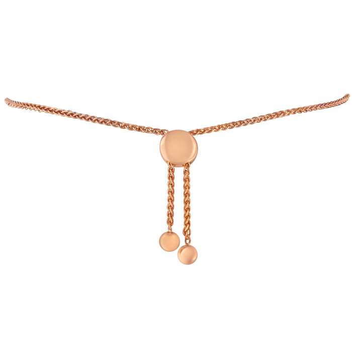 Pulsera bolo ajustable de eslabones de corazón con diamantes redondos de 1/10 ct. p.t. en oro rosa de 10K sobre plata, foto 6