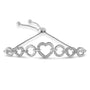 Pulsera tenis bolo ajustable con triple corazón entrelazado y detalle de diamante en plata de ley, color H-I, claridad I2-I3, 4 pulg., foto 1