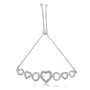 Pulsera tenis bolo ajustable con triple corazón entrelazado y detalle de diamante en plata de ley, color H-I, claridad I2-I3, 4 pulg., foto 3