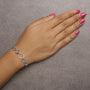 Pulsera bolo ajustable de eslabones de corazón con diamantes redondos de 1/10 ct. p.t. en plata de ley, foto 3