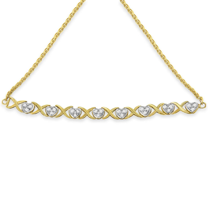 1/10 Ct. T.W. Diamond Heart and X-Link Adjustable Bolo Bracelet in 10K Yellow Gold over Sterling Silver, photo 3
