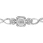 Pulsera tenis bolo ajustable trenzada con marco cojín, lados de corazón y diamantes en plata de ley, color I-J, claridad I3, 4 pulg., foto 5