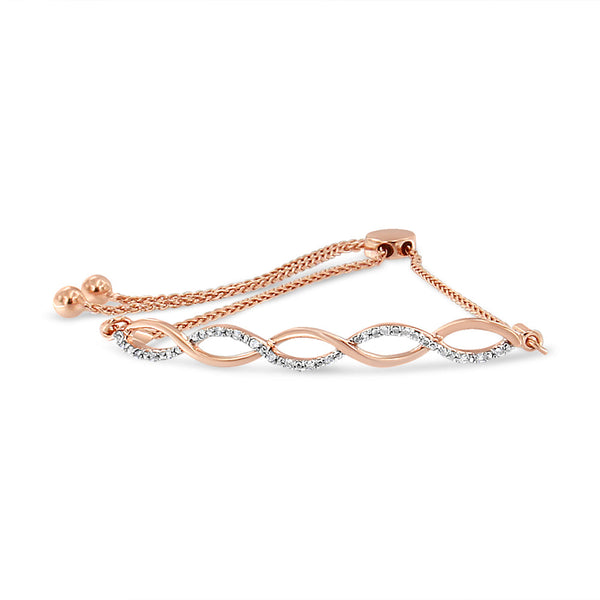 Diamond Infinity Twist Adjustable Bolo Bracelet in Sterling Silver, photo 2
