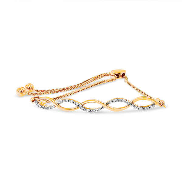 Diamond Infinity Twist Adjustable Bolo Bracelet in Sterling Silver, photo 1