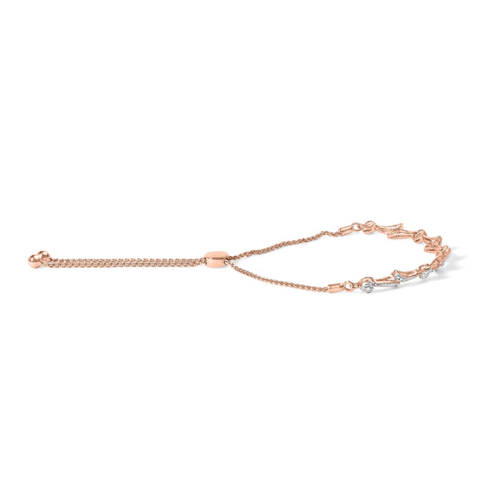 Pulsera bolo de eslabones de corazón y ola con detalle de diamante en plata de ley, foto 5