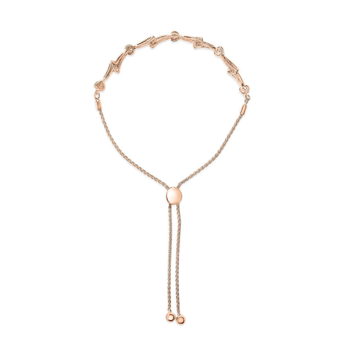 Pulsera bolo de eslabones de corazón y ola con detalle de diamante en plata de ley, foto 11