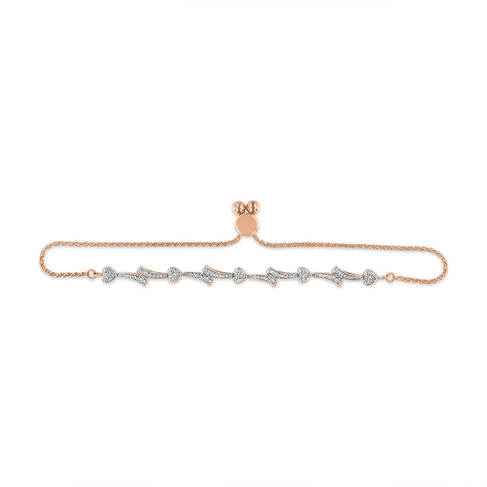 Pulsera bolo de eslabones de corazón y ola con detalle de diamante en plata de ley, foto 14