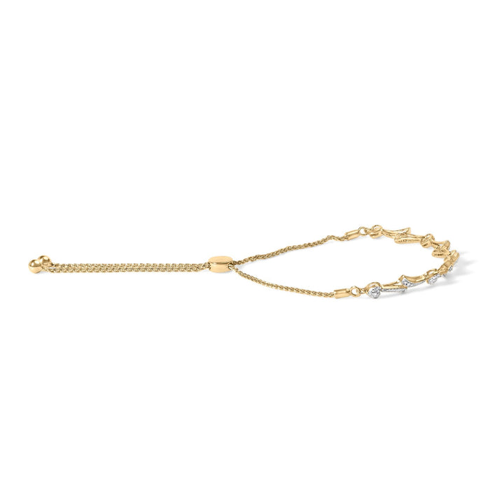 Pulsera bolo de eslabones de corazón y ola con detalle de diamante en plata de ley, foto 6