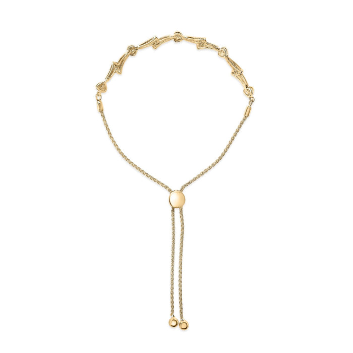 Pulsera bolo de eslabones de corazón y ola con detalle de diamante en plata de ley, foto 12