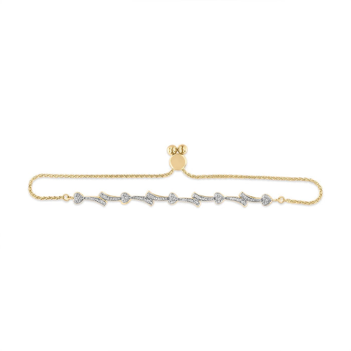 Pulsera bolo de eslabones de corazón y ola con detalle de diamante en plata de ley, foto 15