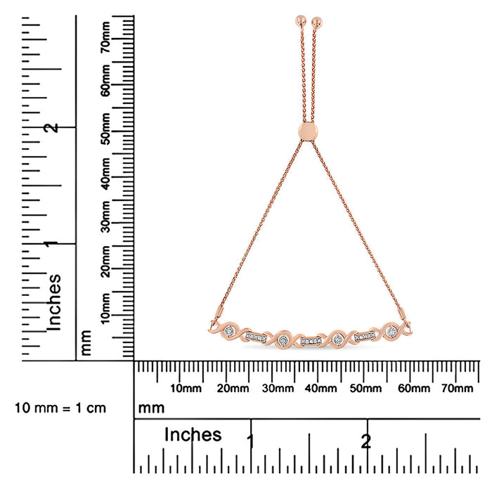 Pulsera bolo ajustable trenzada con engaste de canal y detalle de diamante en plata de ley, foto 11