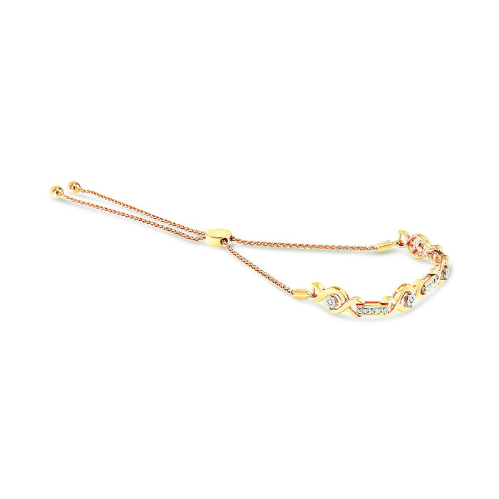 Pulsera bolo ajustable trenzada con engaste de canal y detalle de diamante en plata de ley, foto 8