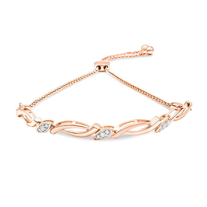 Diamond Accent Alternating Swirl Link Bolo Bracelet in Sterling Silver, photo 3