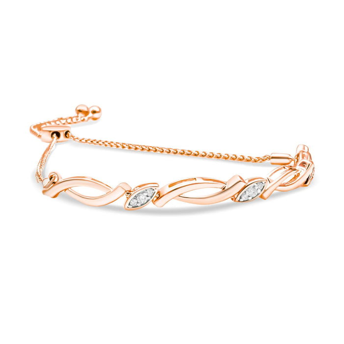 Diamond Accent Alternating Swirl Link Bolo Bracelet in Sterling Silver, photo 6