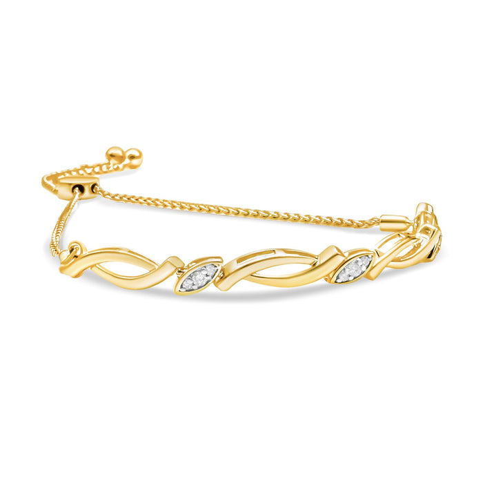 Diamond Accent Alternating Swirl Link Bolo Bracelet in Sterling Silver, photo 5