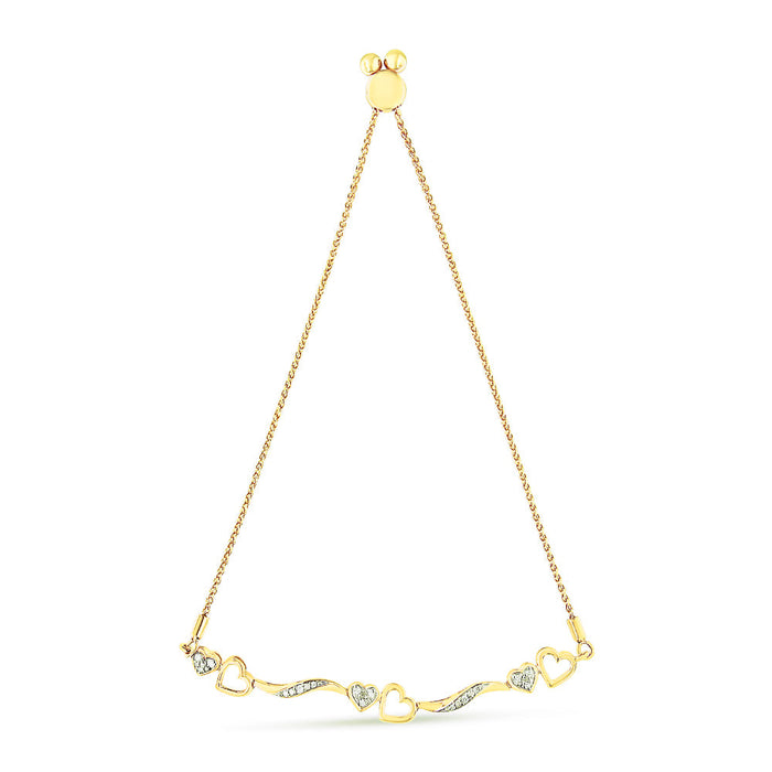 Pulsera bolo ajustable de onda y corazones con diamantes de 1/10 ct. p.t. en plata de ley, foto 9