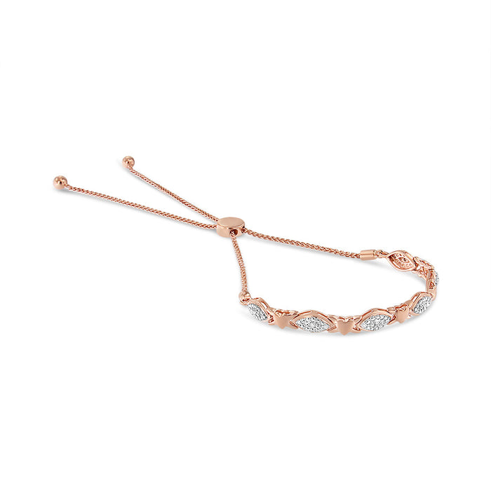 Pulsera bolo de eslabones alternos en forma de marquesa y corazón con detalle de diamante en plata de ley, foto 11