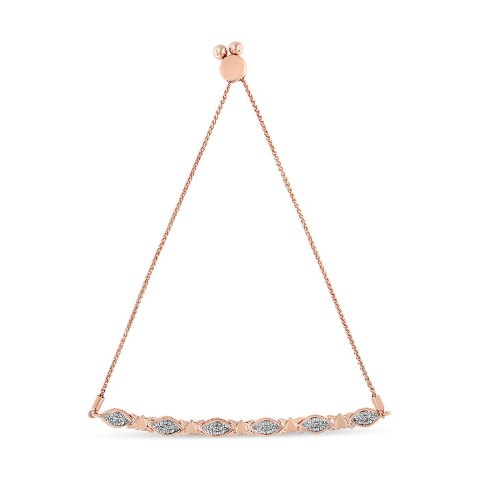 Pulsera bolo de eslabones alternos en forma de marquesa y corazón con detalle de diamante en plata de ley, foto 16