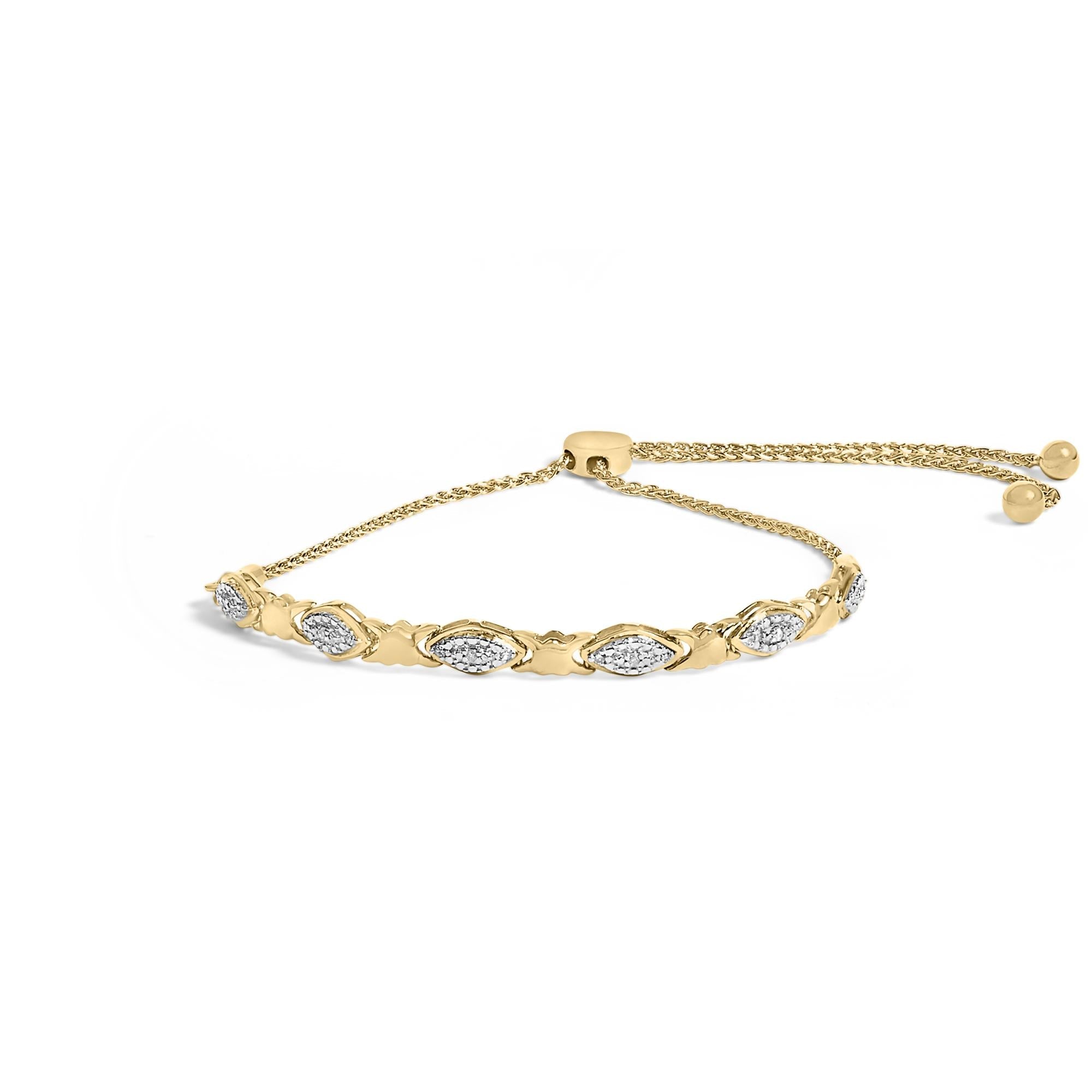 Pulsera bolo de eslabones alternos en forma de marquesa y corazón con detalle de diamante en plata de ley, foto 3